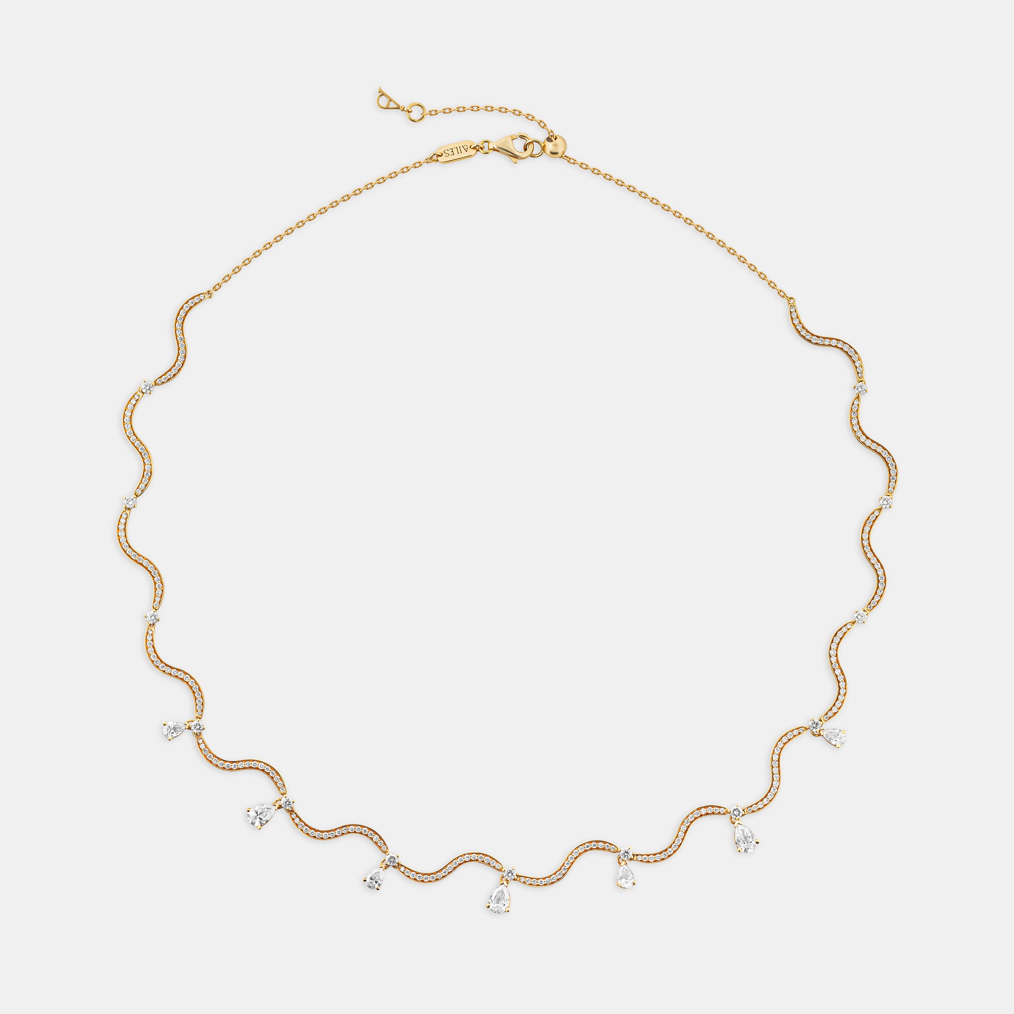 Wave Diamond Dangling Necklace