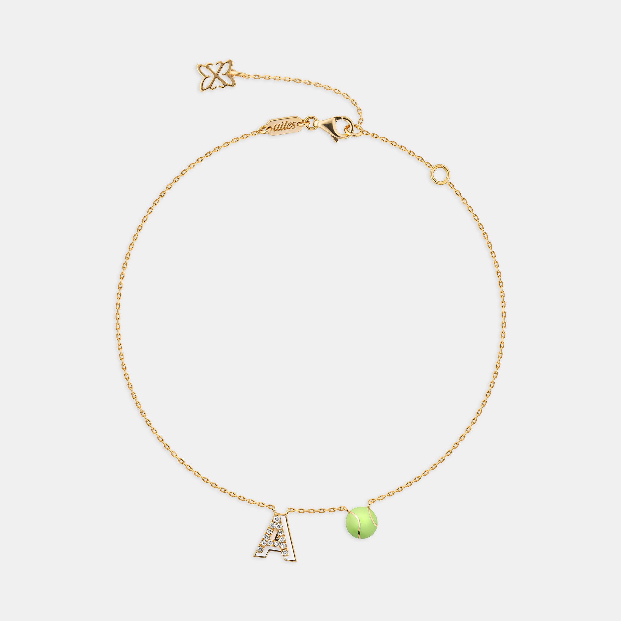 Letter & Ball Charm Anklet