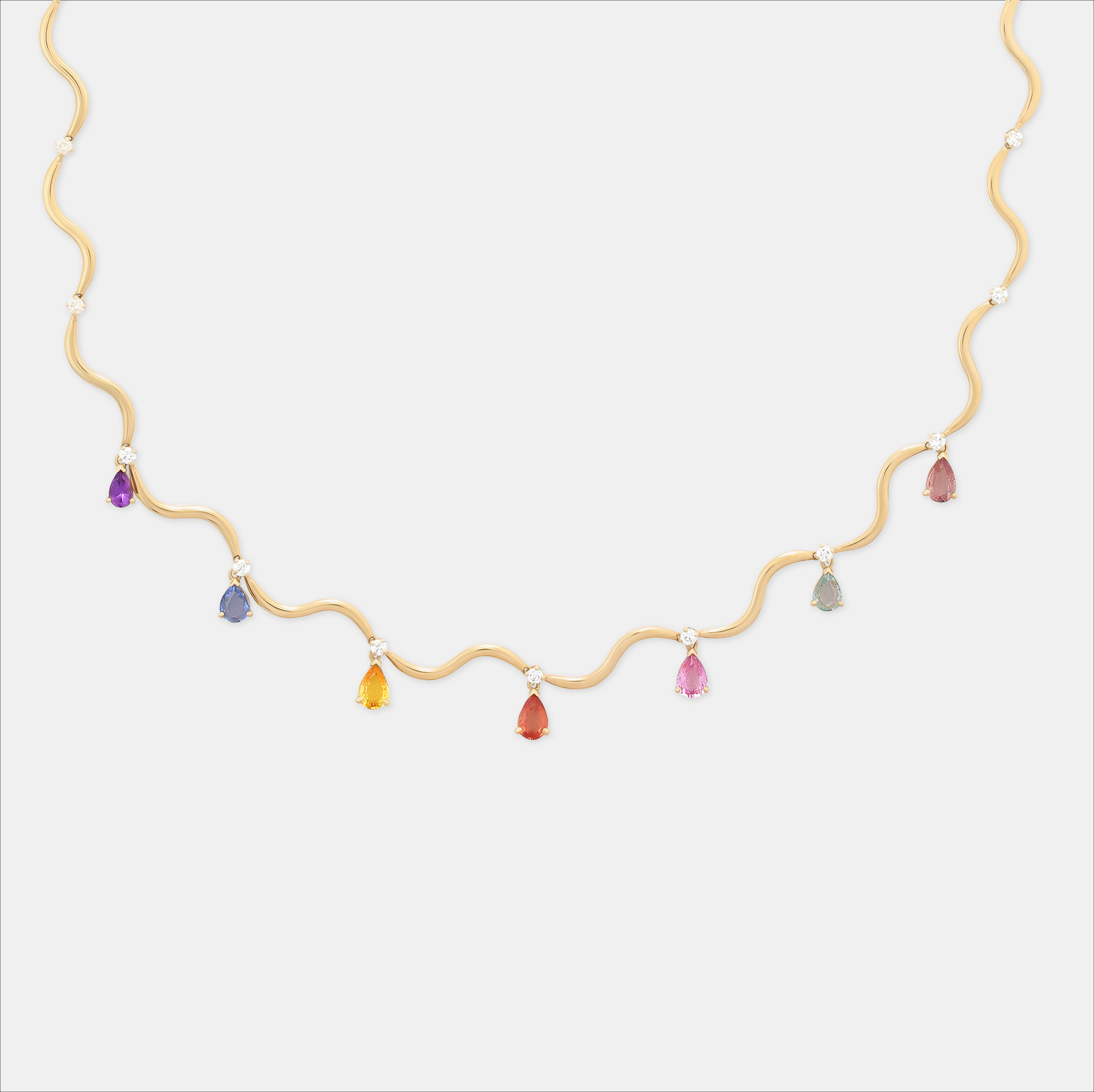 Wave Choker with Dangling Stones